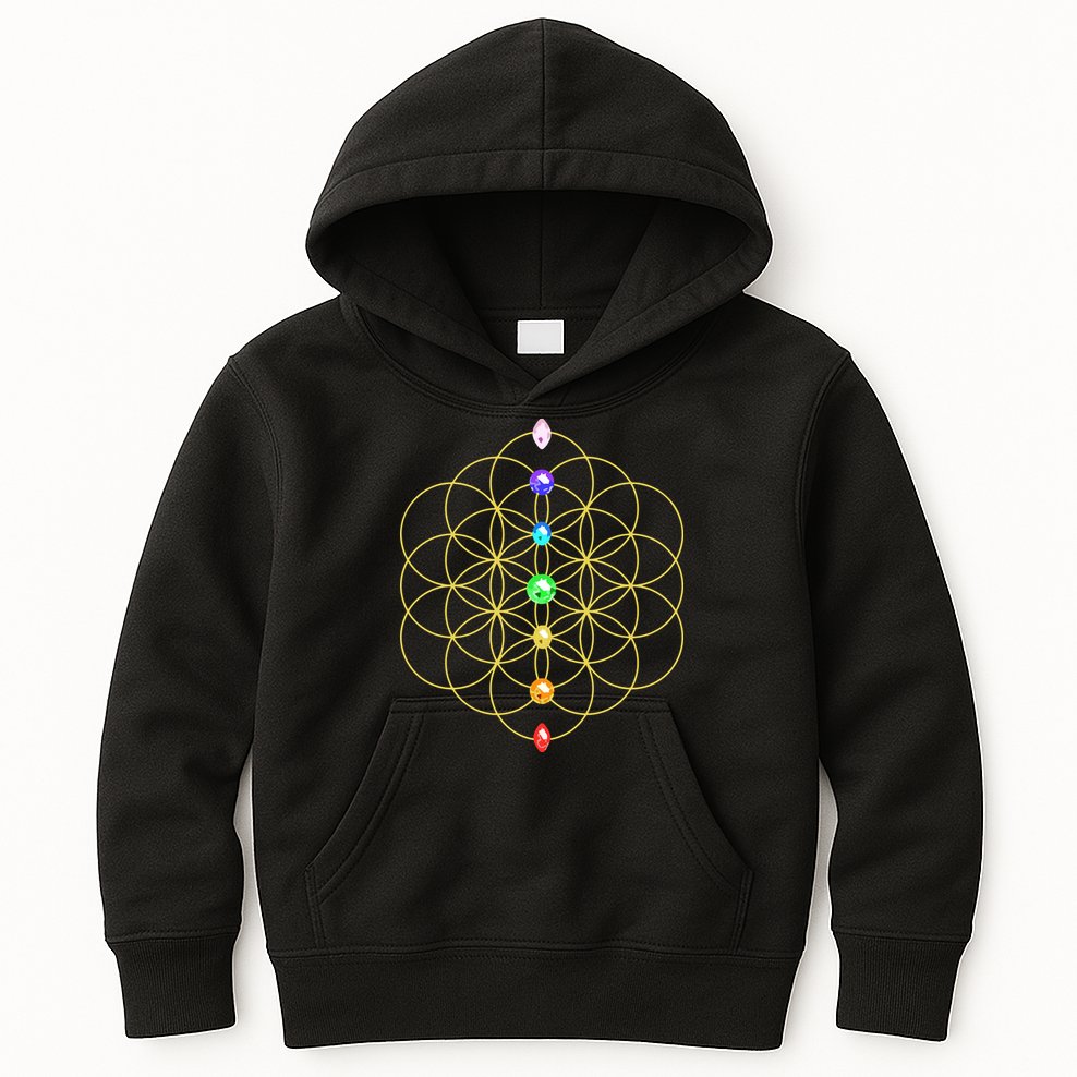 Flower Of Life 7 Chakras Sacred Geometry Yoga Meditation Hoodie Kids Hoodie