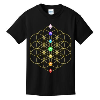 Flower Of Life 7 Chakras Sacred Geometry Yoga Meditation Hoodie Kids T-Shirt