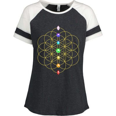 Flower Of Life 7 Chakras Sacred Geometry Yoga Meditation Hoodie Enza Ladies Jersey Colorblock Tee