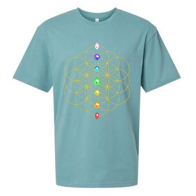 Flower Of Life 7 Chakras Sacred Geometry Yoga Meditation Hoodie Sueded Cloud Jersey T-Shirt