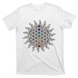 Flower Of Life Sacred Geometry Yoga Chakras Meditation T-Shirt