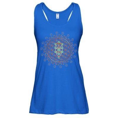 Flower Of Life Tree Of Life Sacred Geometry Kabbalah Funny Gift Ladies Essential Flowy Tank