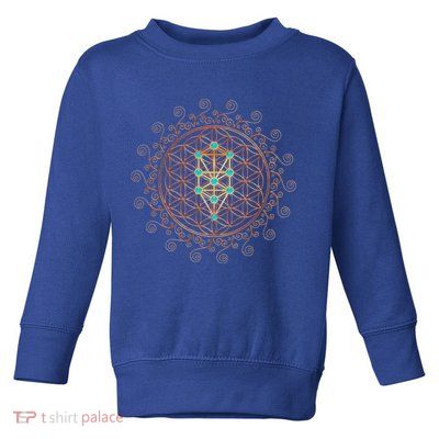 Flower Of Life Tree Of Life Sacred Geometry Kabbalah Funny Gift Toddler Sweatshirt