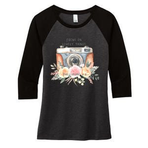 Focus On Lovely Things Women's Tri-Blend 3/4-Sleeve Raglan Shirt