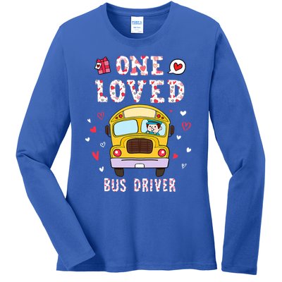 Funny One Loved Bus Driver Valentines Day School Gift Ladies Long Sleeve Shirt