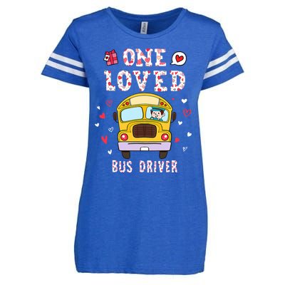 Funny One Loved Bus Driver Valentines Day School Gift Enza Ladies Jersey Football T-Shirt