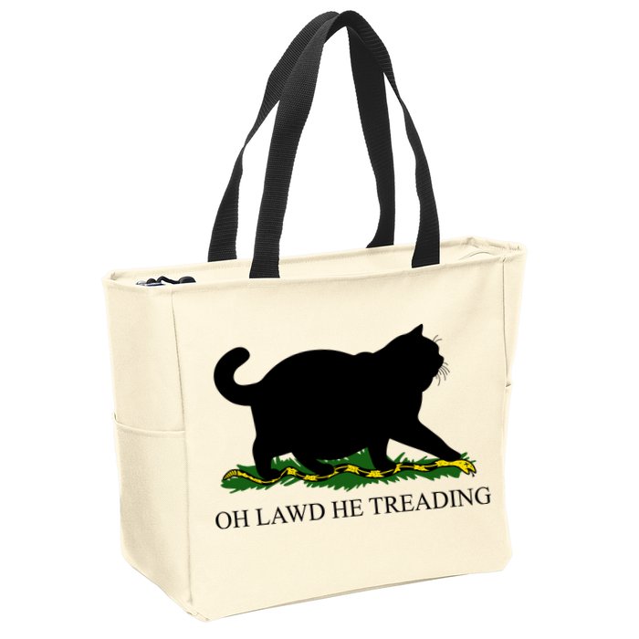 Funny Oh Lawd He Treading Meme Dont Tread On Me Zip Tote Bag