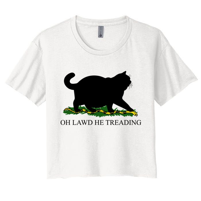 Funny Oh Lawd He Treading Meme Dont Tread On Me Crop Top