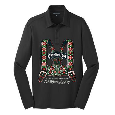 Funny Oktoberfest Lederhosen Silk Touch Performance Long Sleeve Polo