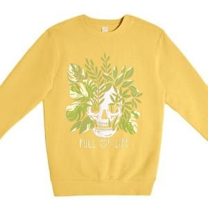 Full Of Life Skull Gardening Garden Leaves Nature Premium Crewneck Sweatshirt