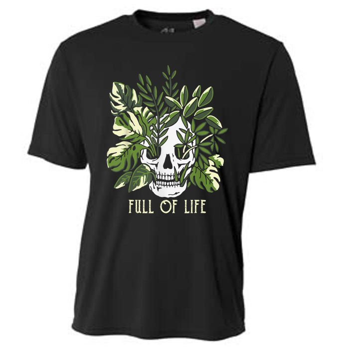 Full Of Life Skull Gardening Garden Leaves Nature Cooling Performance Crew T-Shirt