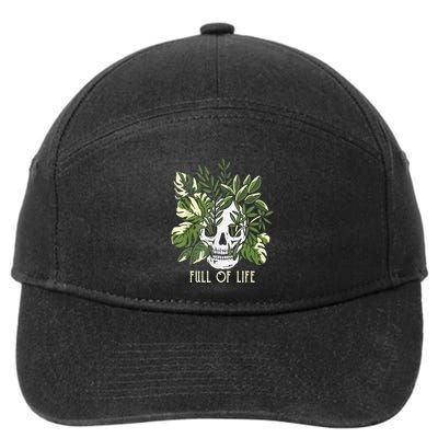 Full Of Life Skull Gardening Garden Leaves Nature 7-Panel Snapback Hat