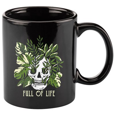 Full Of Life Skull Gardening Garden Leaves Nature 11oz C Handle Ceramic Mug
