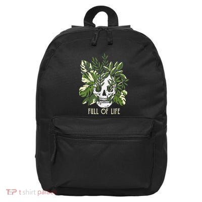 Full Of Life Skull Gardening Garden Leaves Nature 16 in Basic Backpack