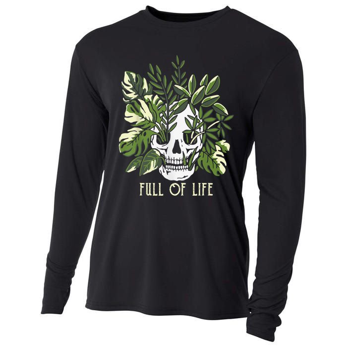 Full Of Life Skull Gardening Garden Leaves Nature Cooling Performance Long Sleeve Crew