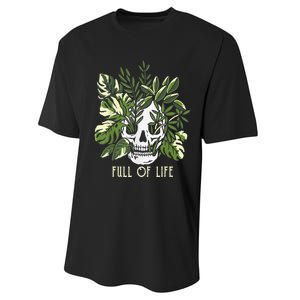 Full Of Life Skull Gardening Garden Leaves Nature Performance Sprint T-Shirt