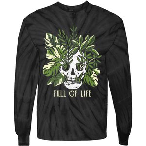 Full Of Life Skull Gardening Garden Leaves Nature Tie-Dye Long Sleeve Shirt