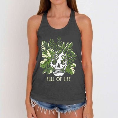 Full Of Life Skull Gardening Garden Leaves Nature Women's Knotted Racerback Tank