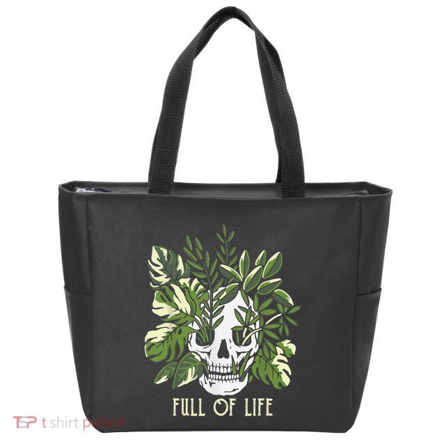 Full Of Life Skull Gardening Garden Leaves Nature Zip Tote Bag