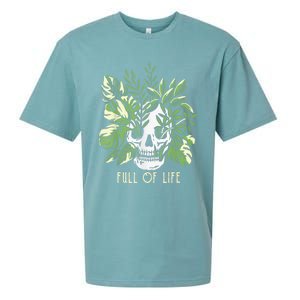 Full Of Life Skull Gardening Garden Leaves Nature Sueded Cloud Jersey T-Shirt