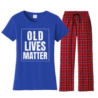 Funny Old Lives Matter Birthday Gift Women's Flannel Pajama Set