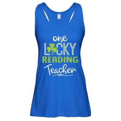 Funny One Lucky Reading Teacher Funny Gift St Patricks Day Funny Gift Ladies Essential Flowy Tank