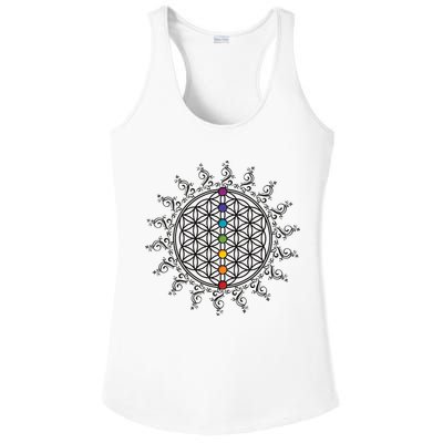 Flower Of Life Sacred Geometry Yoga Chakras Meditation Ladies PosiCharge Competitor Racerback Tank