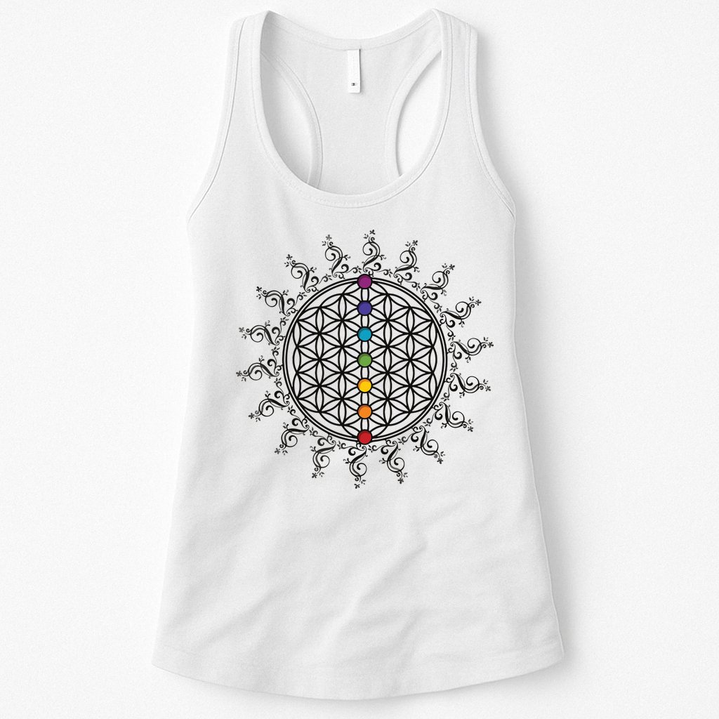 Flower Of Life Sacred Geometry Yoga Chakras Meditation Womens Tank Top