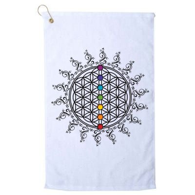Flower Of Life Sacred Geometry Yoga Chakras Meditation Golf Towel