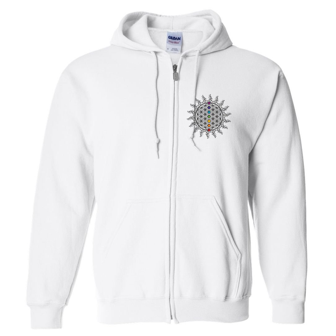 Flower Of Life Sacred Geometry Yoga Chakras Meditation Full Zip Hoodie