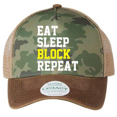 football offensive lineman funny Eat sleep Block repeat Premium Legacy Tie Dye Trucker Hat