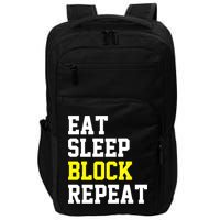 football offensive lineman funny Eat sleep Block repeat Premium Impact Tech Backpack