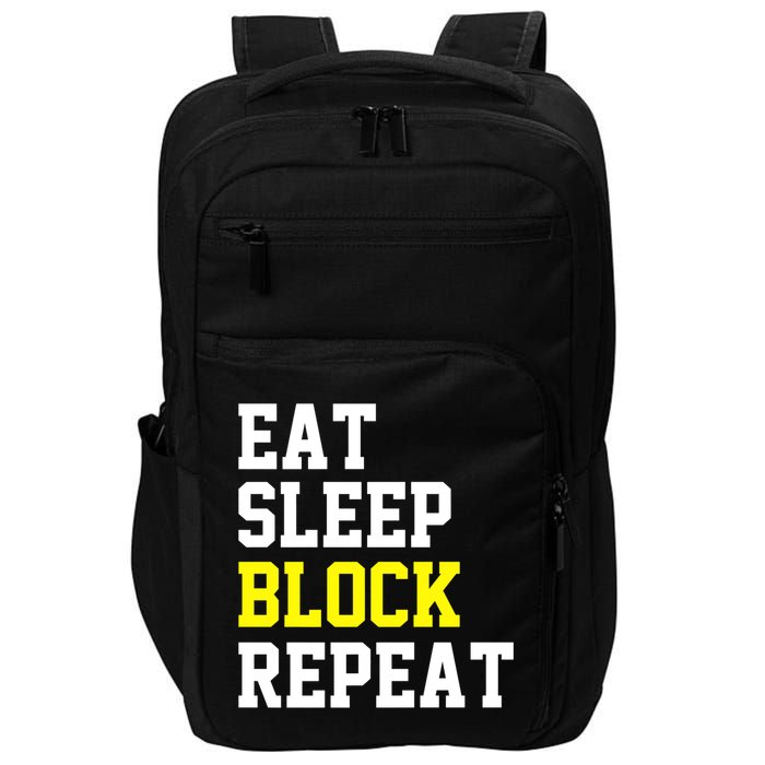 football offensive lineman funny Eat sleep Block repeat Premium Impact Tech Backpack