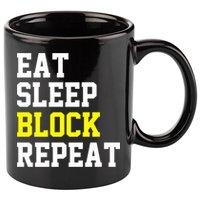 football offensive lineman funny Eat sleep Block repeat Premium 11oz C Handle Ceramic Mug