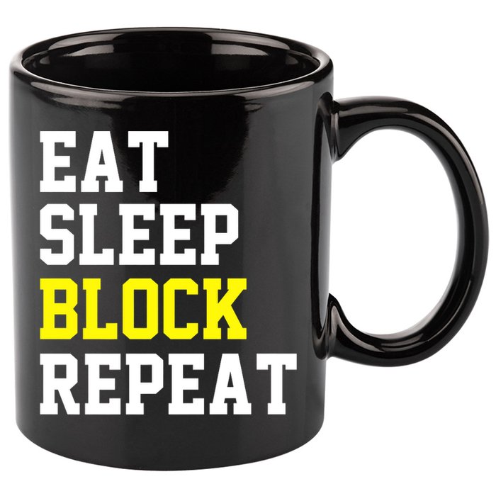 football offensive lineman funny Eat sleep Block repeat Premium 11oz C Handle Ceramic Mug