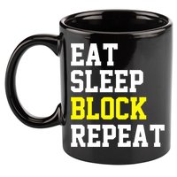 football offensive lineman funny Eat sleep Block repeat Premium 11oz C Handle Ceramic Mug