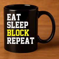 football offensive lineman funny Eat sleep Block repeat Premium 11oz C Handle Ceramic Mug