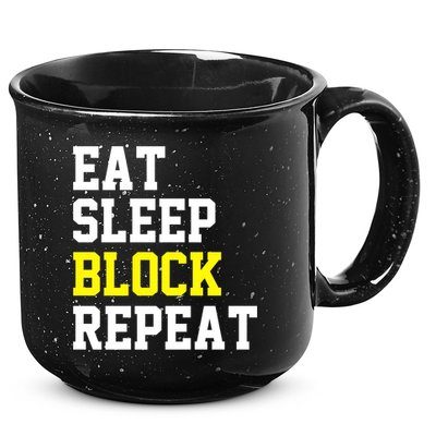 football offensive lineman funny Eat sleep Block repeat Premium 15oz Campfire Ceramic Mug