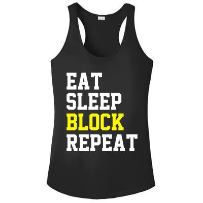 football offensive lineman funny Eat sleep Block repeat Premium Ladies PosiCharge Competitor Racerback Tank
