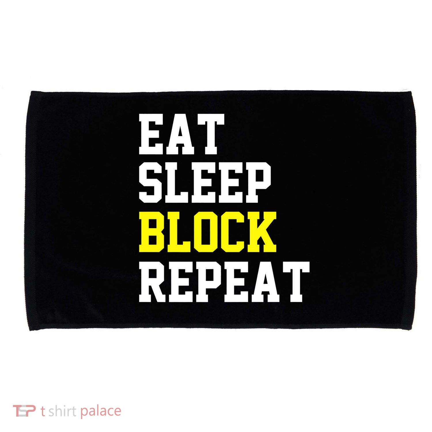 football offensive lineman funny Eat sleep Block repeat Premium Microfiber Hand Towel