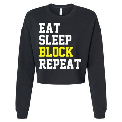 football offensive lineman funny Eat sleep Block repeat Premium Cropped Pullover Crew