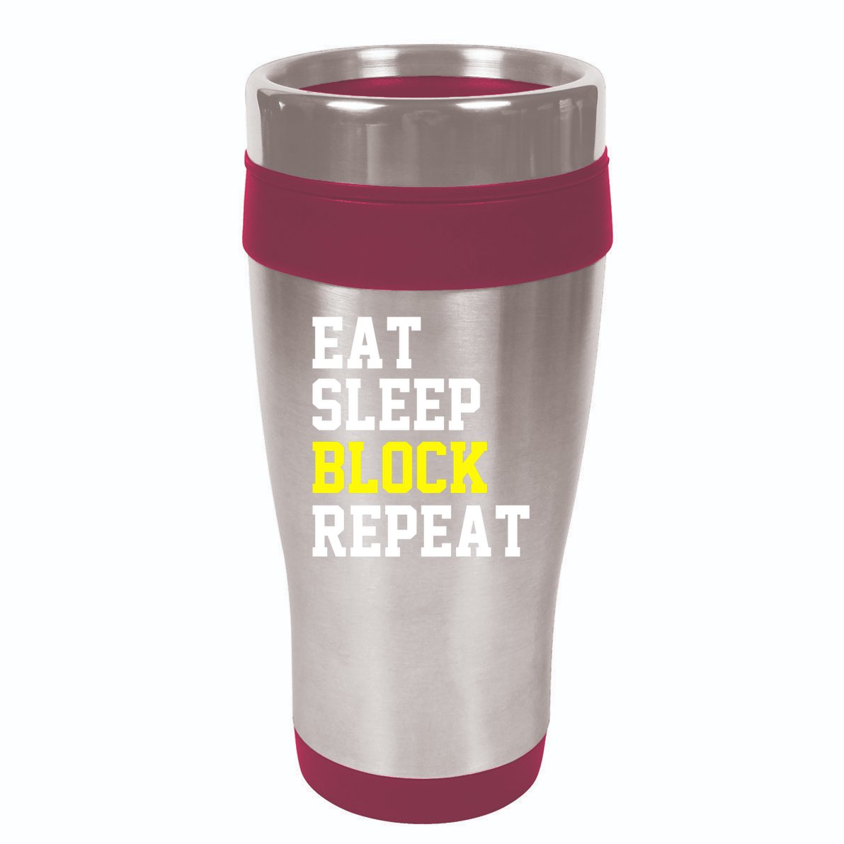 football offensive lineman funny Eat sleep Block repeat Premium 16oz Travel Tumbler