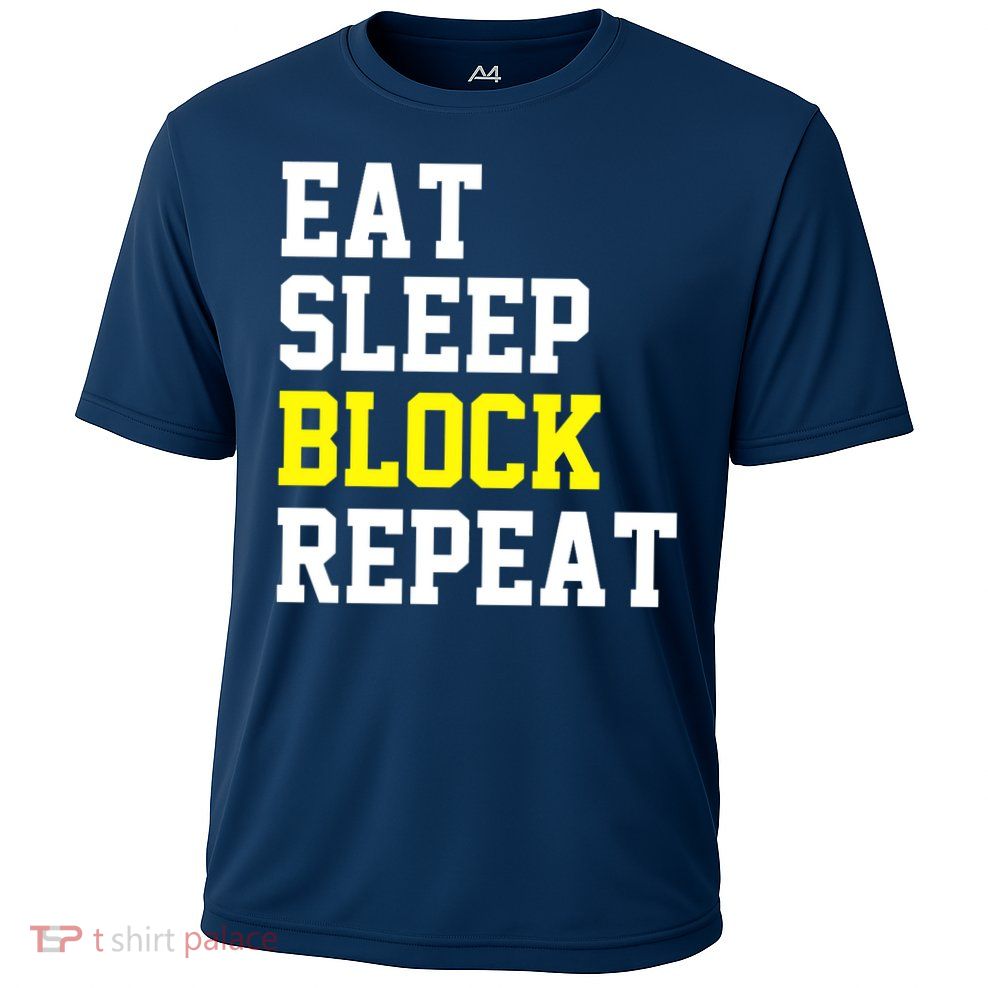 football offensive lineman funny Eat sleep Block repeat Premium Performance Shirt