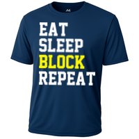 football offensive lineman funny Eat sleep Block repeat Premium Cooling Performance Crew T-Shirt