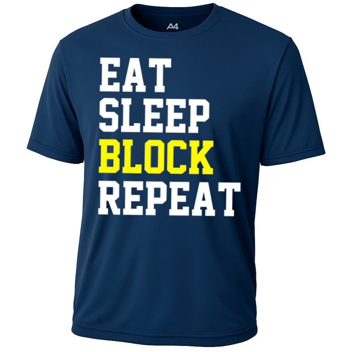 football offensive lineman funny Eat sleep Block repeat Premium Cooling Performance Crew T-Shirt