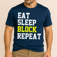 football offensive lineman funny Eat sleep Block repeat Premium Cooling Performance Crew T-Shirt