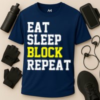 football offensive lineman funny Eat sleep Block repeat Premium Cooling Performance Crew T-Shirt