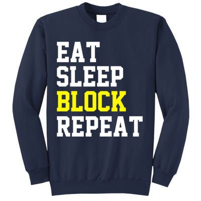 football offensive lineman funny Eat sleep Block repeat Premium Sweatshirt