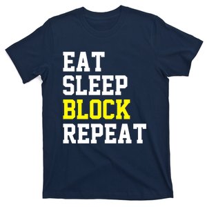 football offensive lineman funny Eat sleep Block repeat Premium T-Shirt