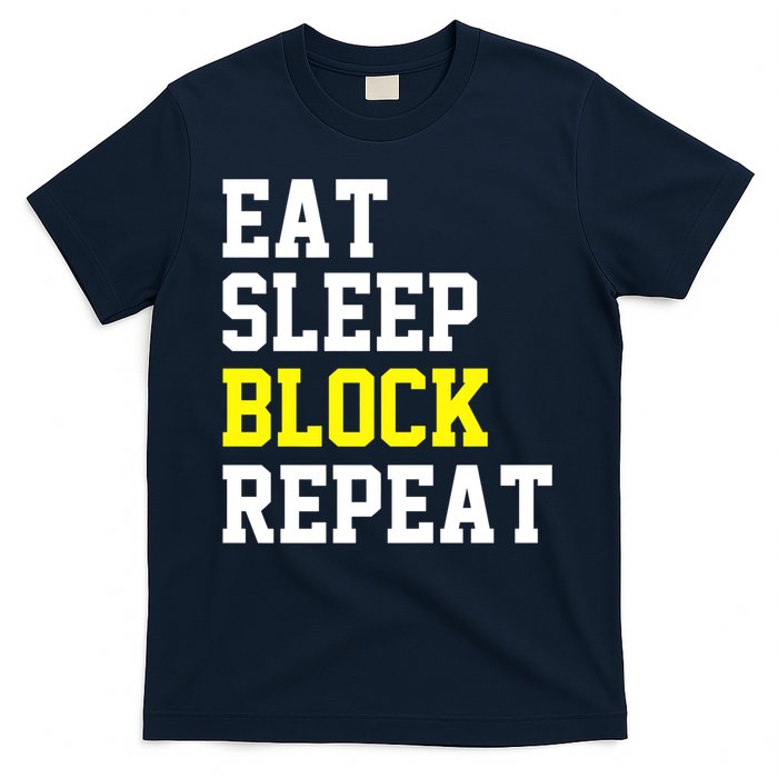 football offensive lineman funny Eat sleep Block repeat Premium T-Shirt